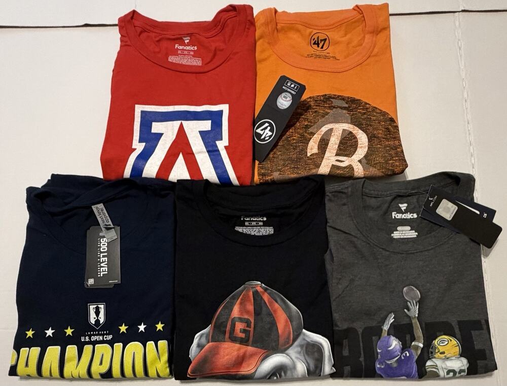 5 T-Shirt Lot ALL SPORTS Bundle Random Sports Team NFL MLB NCAA MLS SIZE 2XL